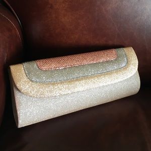 Rose Gold Fancy Formal Sequined Clutch | Wallet